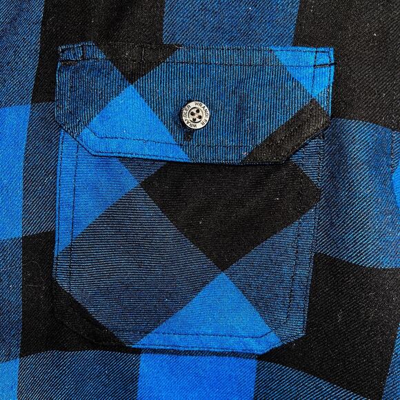 Wrangler Mens Check Gingham Button Front Shirt - Blue Black, Size L - Picture 4 of 8